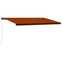 Produktbild för Markis manuellt infällbar med LED 600x300 cm orange och brun