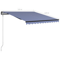 Produktbild för Markis automatiskt infällbar 350x250 cm blå och vit