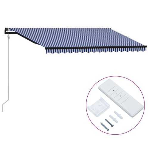 vidaXL Markis automatiskt infällbar 450x300 cm blå och vit