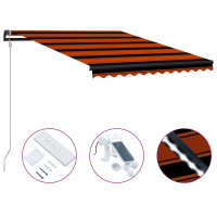 Produktbild för Infällbar markis med vindsensor & LED 300x250 cm orange & brun