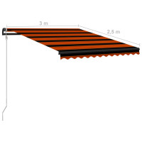 Produktbild för Infällbar markis med vindsensor & LED 300x250 cm orange & brun