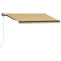 Produktbild för Infällbar markis med vindsensor & LED 400x300 cm gul och vit