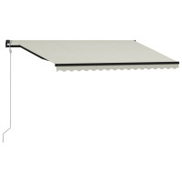Produktbild för Infällbar markis med vindsensor & LED 400x300 cm gräddvit