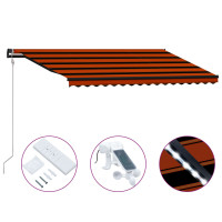 Produktbild för Infällbar markis med vindsensor & LED 400x300 cm orange & brun