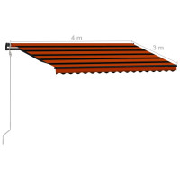 Produktbild för Infällbar markis med vindsensor & LED 400x300 cm orange & brun