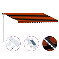 Produktbild för Infällbar markis med vindsensor & LED 450x300 cm orange & brun