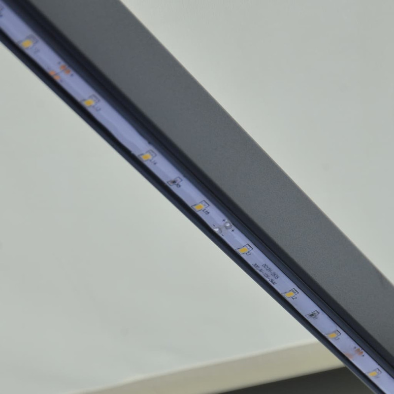 Produktbild för Infällbar markis med vindsensor & LED 600x300 cm gräddvit