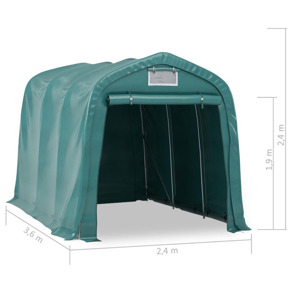 Produktbild för Garagetält PVC 2,4x3,6 m grön