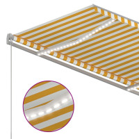 Produktbild för Markis manuellt infällbar med LED 300x250 cm gul och vit