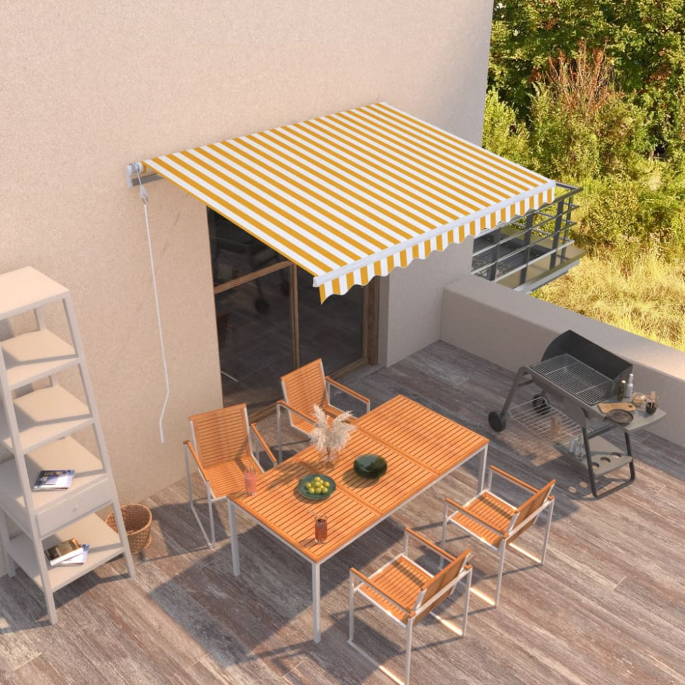 Produktbild för Markis automatiskt infällbar 300x250 cm gul och vit