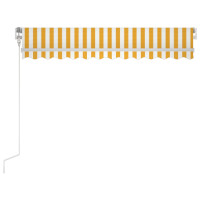 Produktbild för Automatisk markis med vindsensor & LED 300x250 cm gul/vit