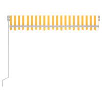 Produktbild för Markis manuellt infällbar med LED 350x250 cm gul och vit