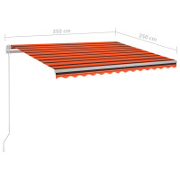 Produktbild för Markis manuellt infällbar med LED 350x250 cm orange och brun