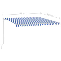 Produktbild för Markis manuellt infällbar med LED 400x300 cm blå och vit