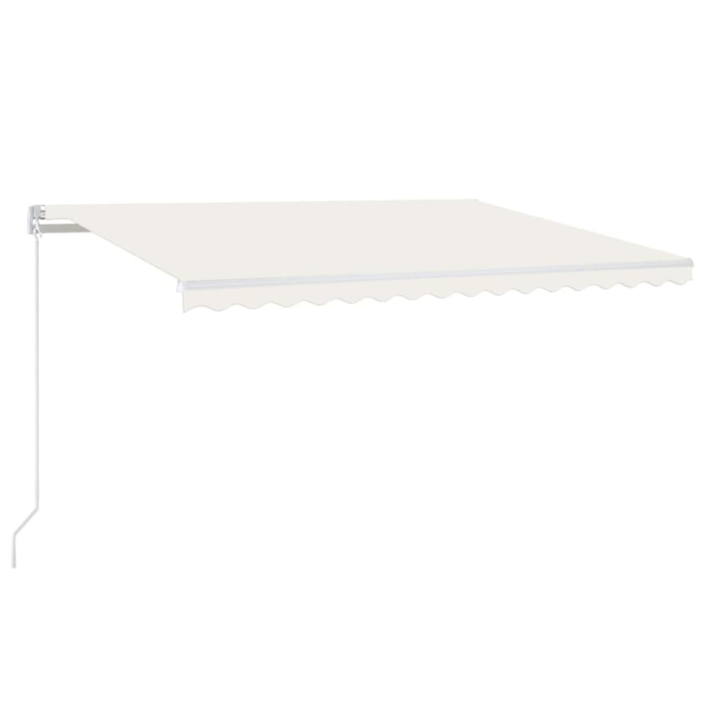 Produktbild för Markis manuellt infällbar med LED 450x300 cm gräddvit