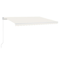 Produktbild för Markis manuellt infällbar med LED 450x300 cm gräddvit