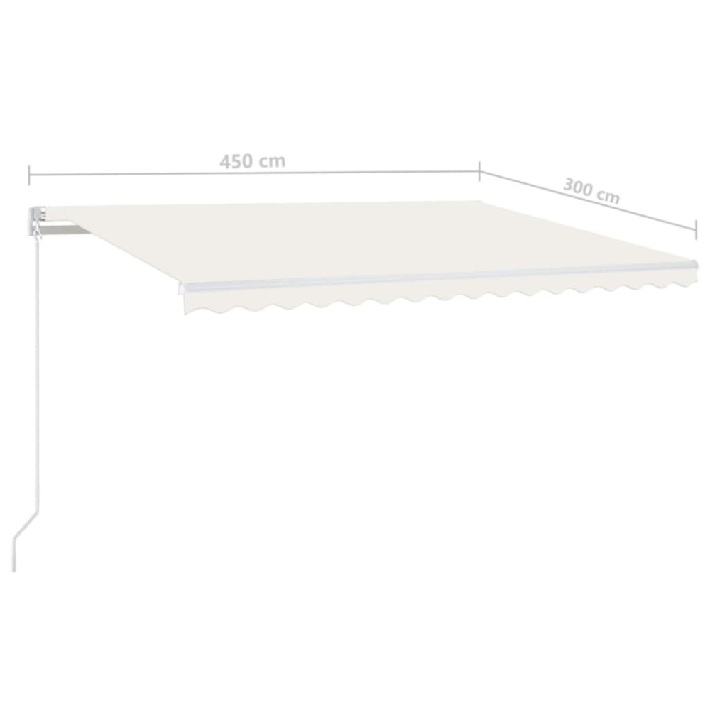 Produktbild för Markis manuellt infällbar med LED 450x300 cm gräddvit