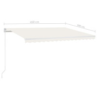 Produktbild för Markis manuellt infällbar med LED 450x300 cm gräddvit