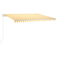 Produktbild för Markis manuellt infällbar med LED 450x300 cm gul och vit