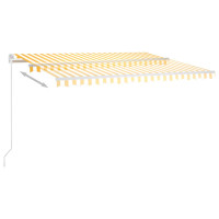 Produktbild för Markis manuellt infällbar med LED 450x300 cm gul och vit