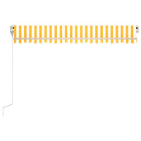 Miniatyr av produktbild för Markis automatiskt infällbar 450x300 cm gul och vit