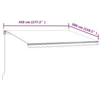 Produktbild för Markis automatiskt infällbar 450x300 cm gul och vit