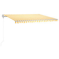 Produktbild för Automatisk markis med vindsensor & LED 450x300 cm gul/vit
