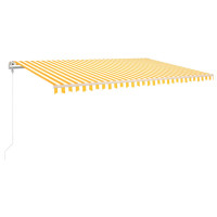 Produktbild för Markis automatiskt infällbar 500x300 cm gul och vit