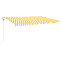 Produktbild för Automatisk markis med vindsensor & LED 500x300 cm gul/vit