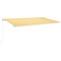 Produktbild för Markis manuellt infällbar med LED 600x300 cm gul och vit