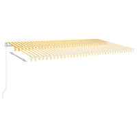 Produktbild för Markis manuellt infällbar med LED 600x300 cm gul och vit