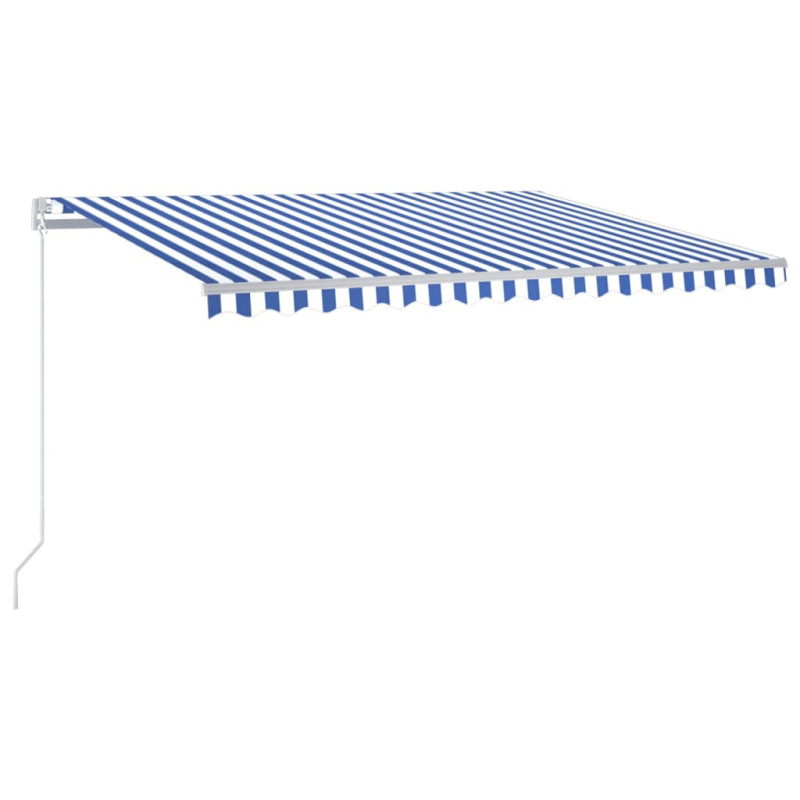 Produktbild för Markis manuellt infällbar med LED 400x350 cm blå och vit