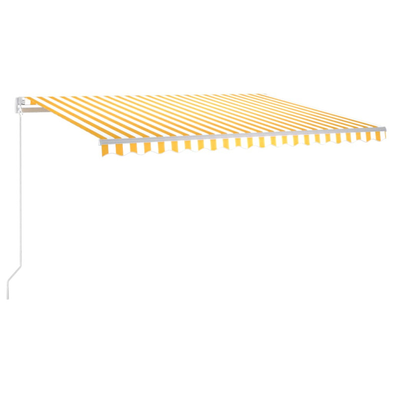 Produktbild för Markis manuellt infällbar med LED 400x350 cm gul och vit