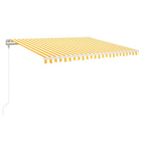 Produktbild för Markis automatiskt infällbar 400x350 cm gul och vit