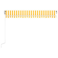 Produktbild för Markis automatiskt infällbar 400x350 cm gul och vit