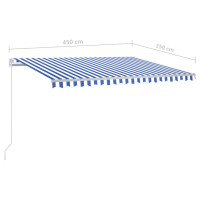 Produktbild för Markis manuellt infällbar med LED 450x350 cm blå och vit