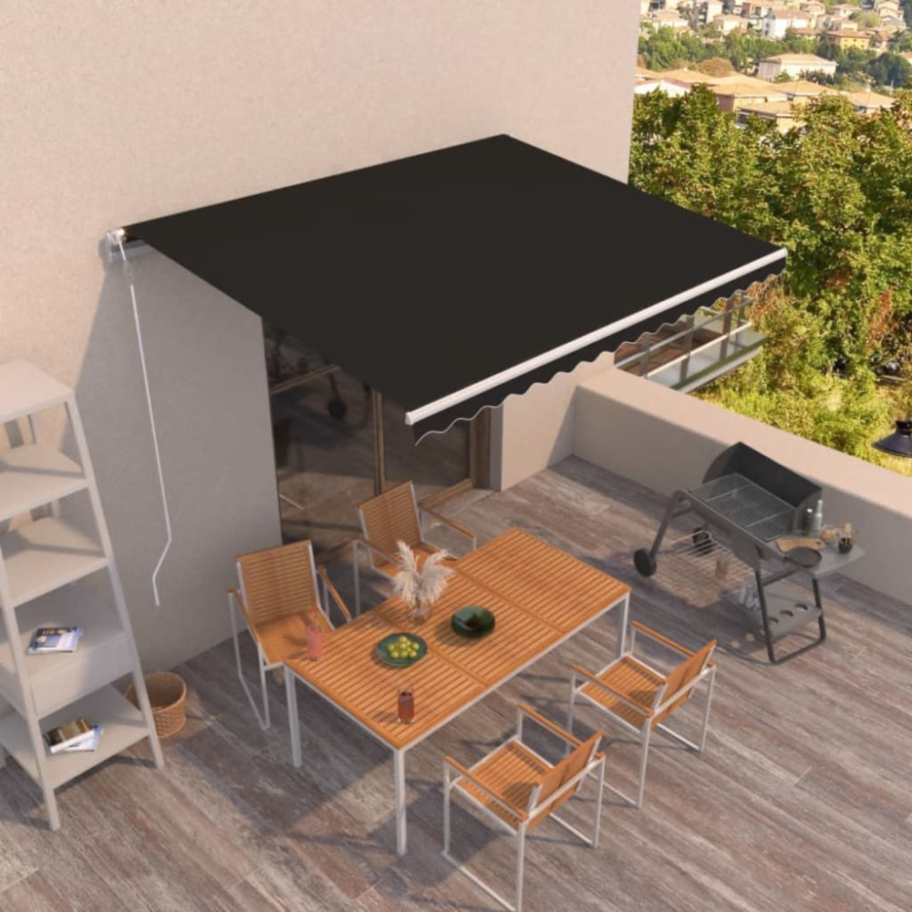 Produktbild för Markis automatiskt infällbar 450x350 cm antracit