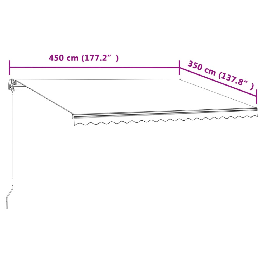 Produktbild för Markis automatiskt infällbar 450x350 cm antracit