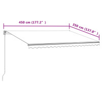 Produktbild för Markis automatiskt infällbar 450x350 cm antracit
