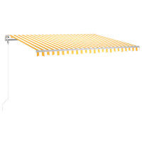 Produktbild för Automatisk markis med vindsensor & LED 450x350 cm gul/vit