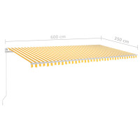 Produktbild för Markis manuellt infällbar 600x350 cm gul och vit