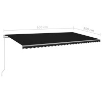 Produktbild för Markis manuellt infällbar 600x350 cm antracit