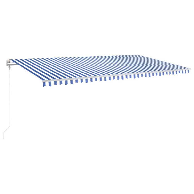 Produktbild för Automatisk markis med vindsensor & LED 600x350 cm blå och vit