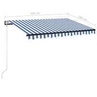 Produktbild för Automatisk markis med vindsensor & LED 350x250 cm blå och vit