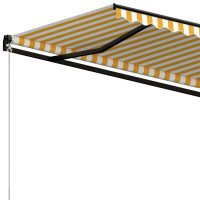 Produktbild för Markis manuellt infällbar 450x300 cm gul och vit