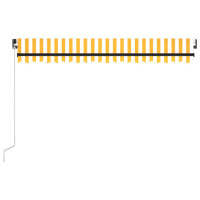 Produktbild för Markis manuellt infällbar med LED 450x300 cm gul och vit