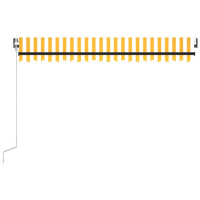 Produktbild för Markis automatiskt infällbar 450x300 cm gul och vit