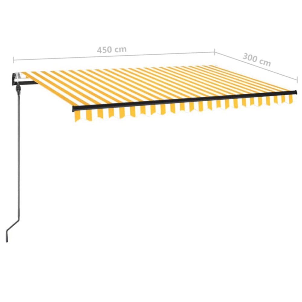 Produktbild för Markis automatiskt infällbar 450x300 cm gul och vit