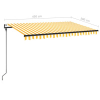 Produktbild för Markis automatiskt infällbar 450x300 cm gul och vit