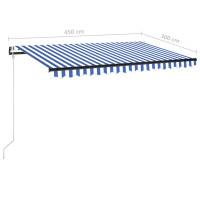 Produktbild för Automatisk markis med vindsensor & LED 450x300 cm blå och vit